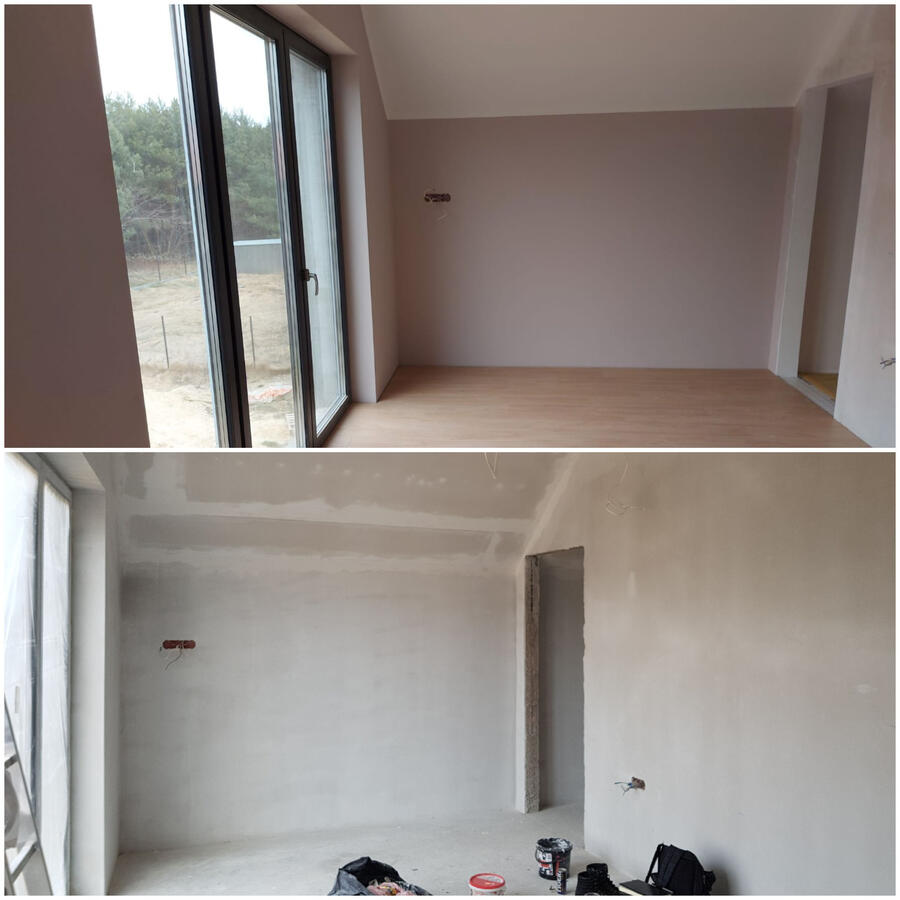 Malowanie ścian i sufitu, wraz z położeniem paneli.