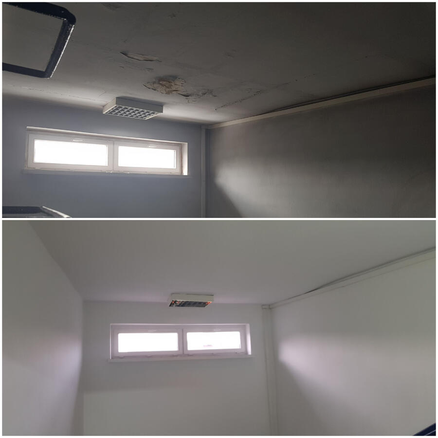 Naprawa ścian i sufitu, szpachlowanie, gładź i malowanie. Naprawa ścian i sufitu, szpachlowanie, wykonanie gładzi gipsowej oraz malowanie – realizacja Piotrków Trybunalski